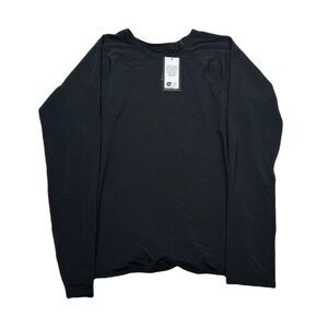 ID Ideology Tie-Back Long-Sleeve Top Womens Small Deep‎ Black Active Perforated